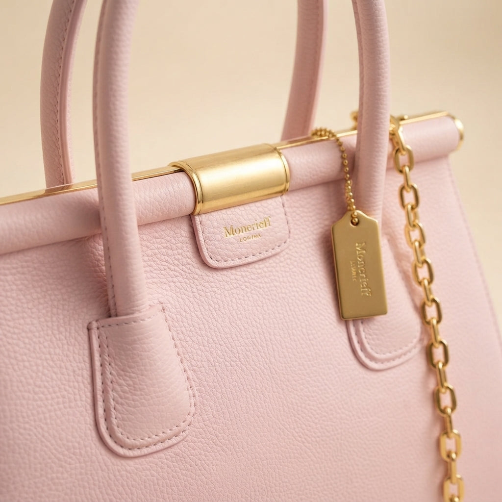 Moncrief Ballet Pink Leather Vicky Structured Tote Bag