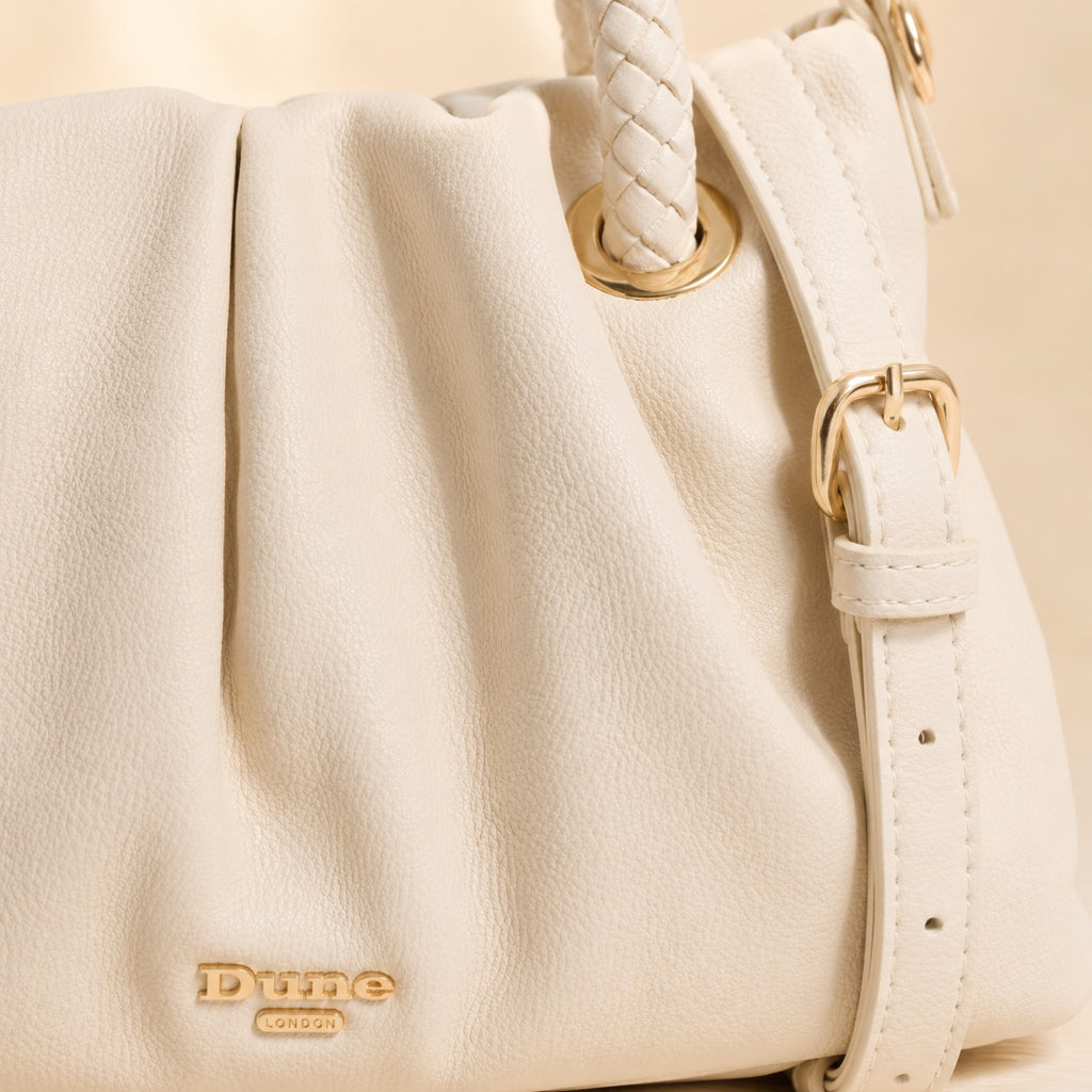 Dune London Cream Faux Leather Dovecot Handbag