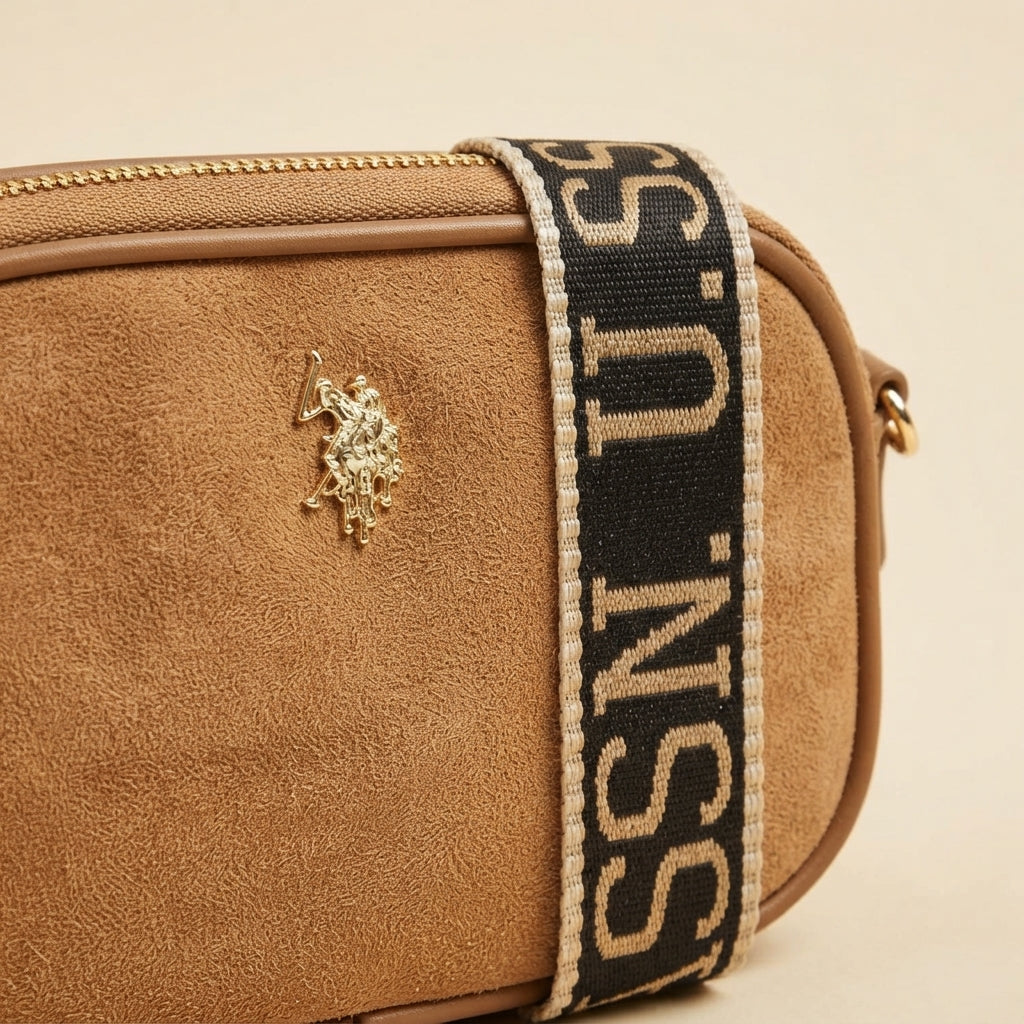 U.S. Polo Assn. Tan Suede Crossbody Bag
