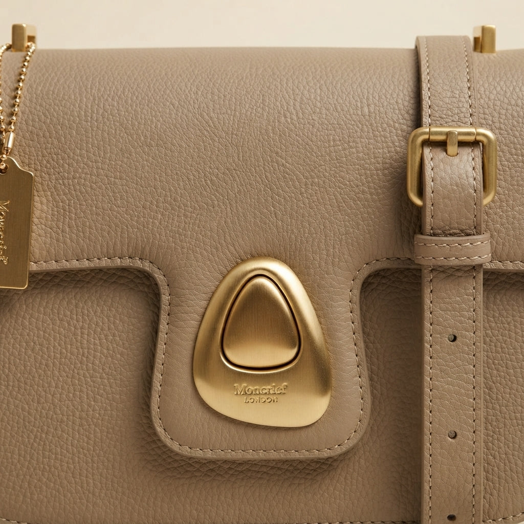 Moncrief Beige Pebble Clasp Crossbody bag