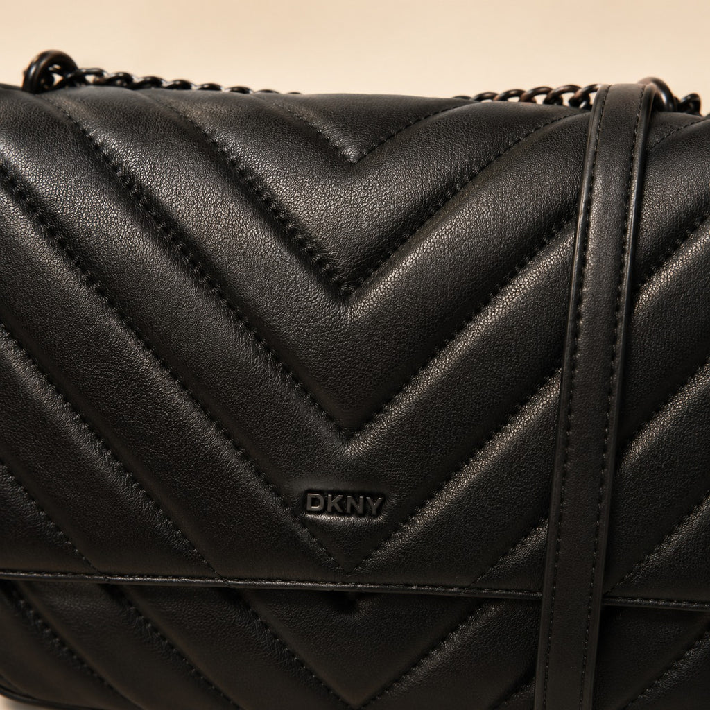 DKNY Black Veronica Chevron Shoulder Bag