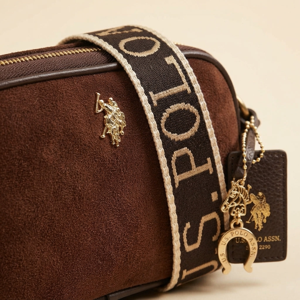 U.S. Polo Assn. Brown Double Compartment Cross Body Bag