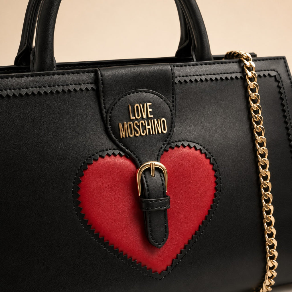 Love Moschino Black Heart Buckle Handbag