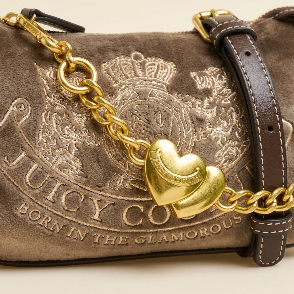 Juicy Couture Brown Velour Shoulder Bag