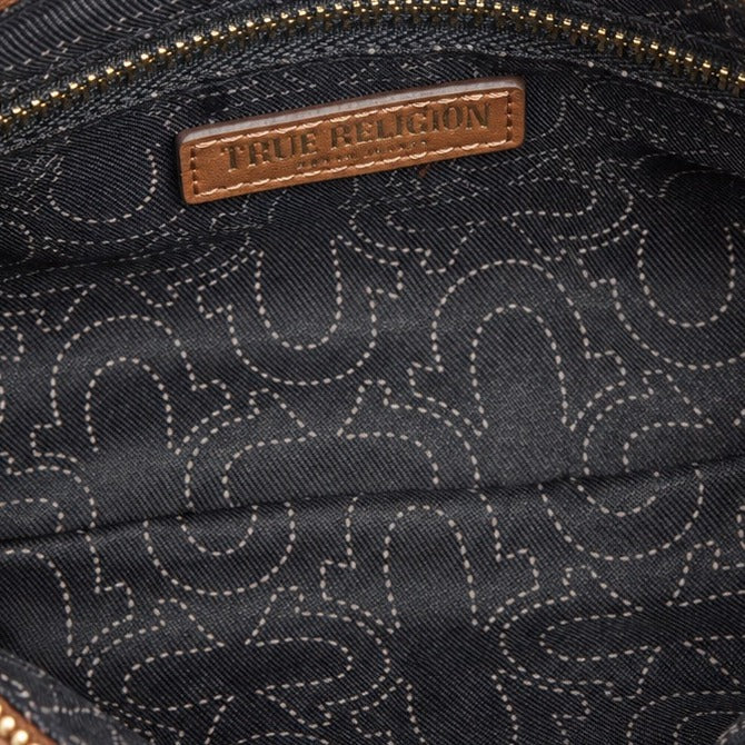 True Religion Brown Shoulder Bag, Charm Chain