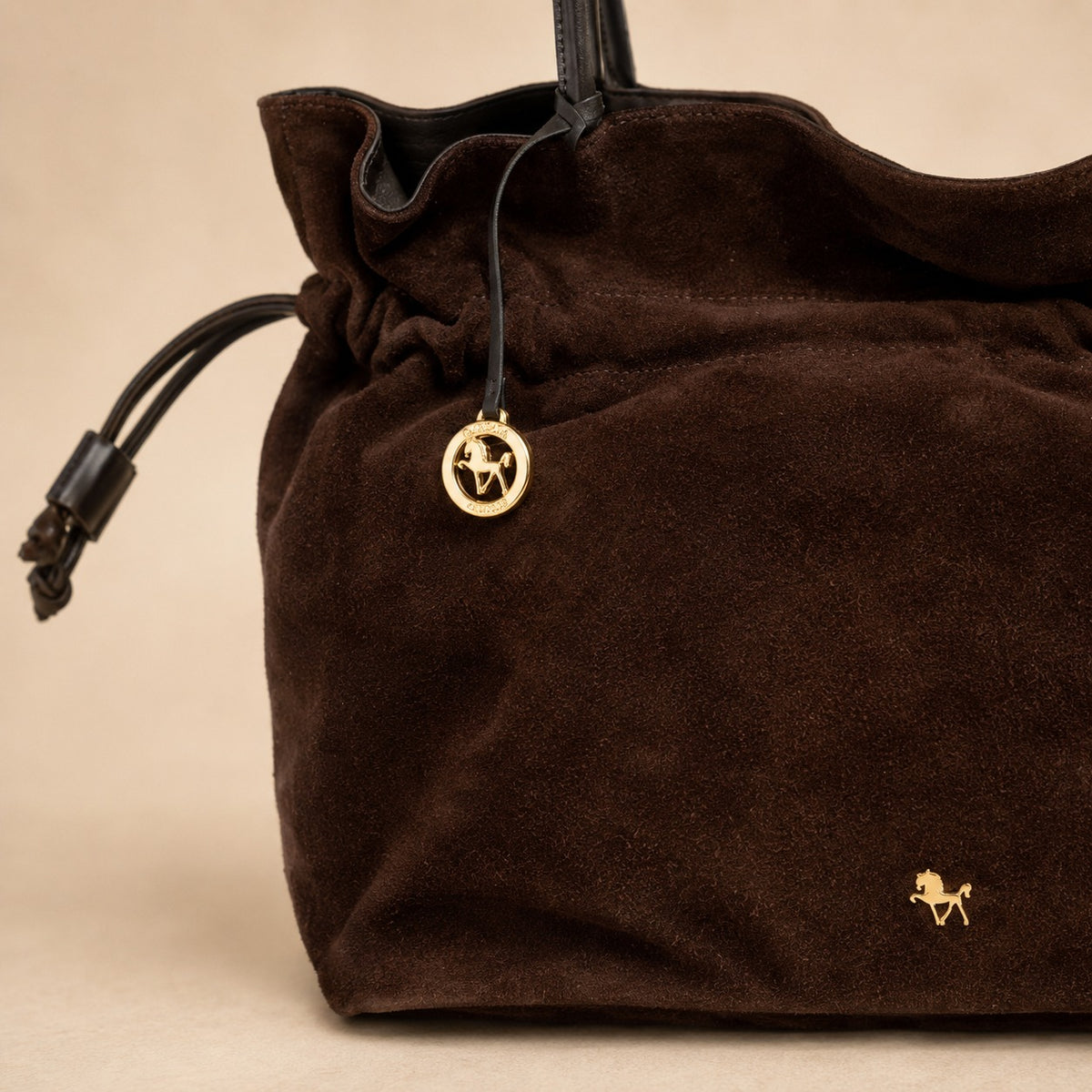 Silviano Chocolate Suede Shoulder Bag