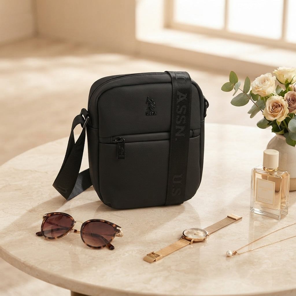 U.S. Polo Assn. Black Boxy Crossbody Bag