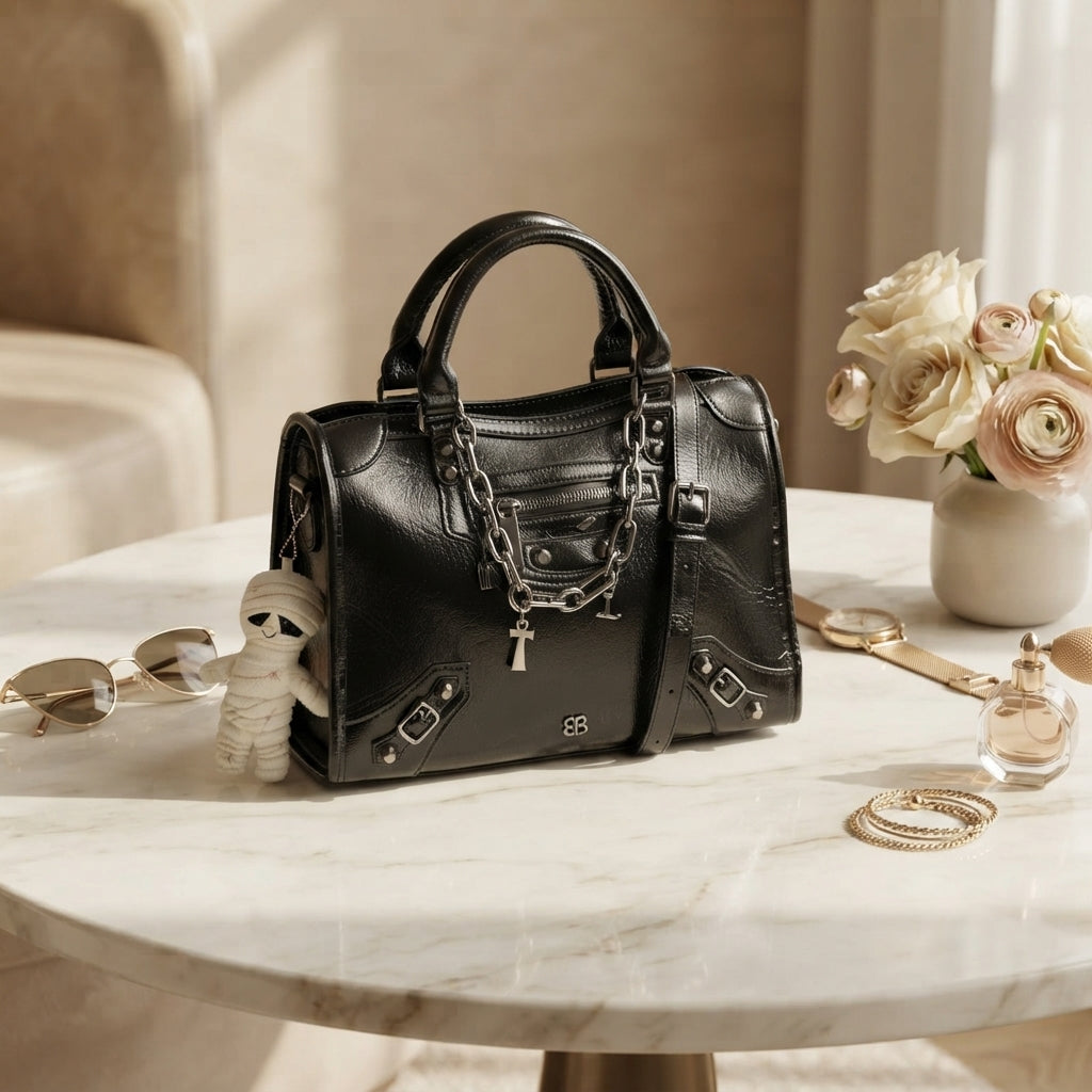 Bessie London Black Mummy Charn Tote Bag