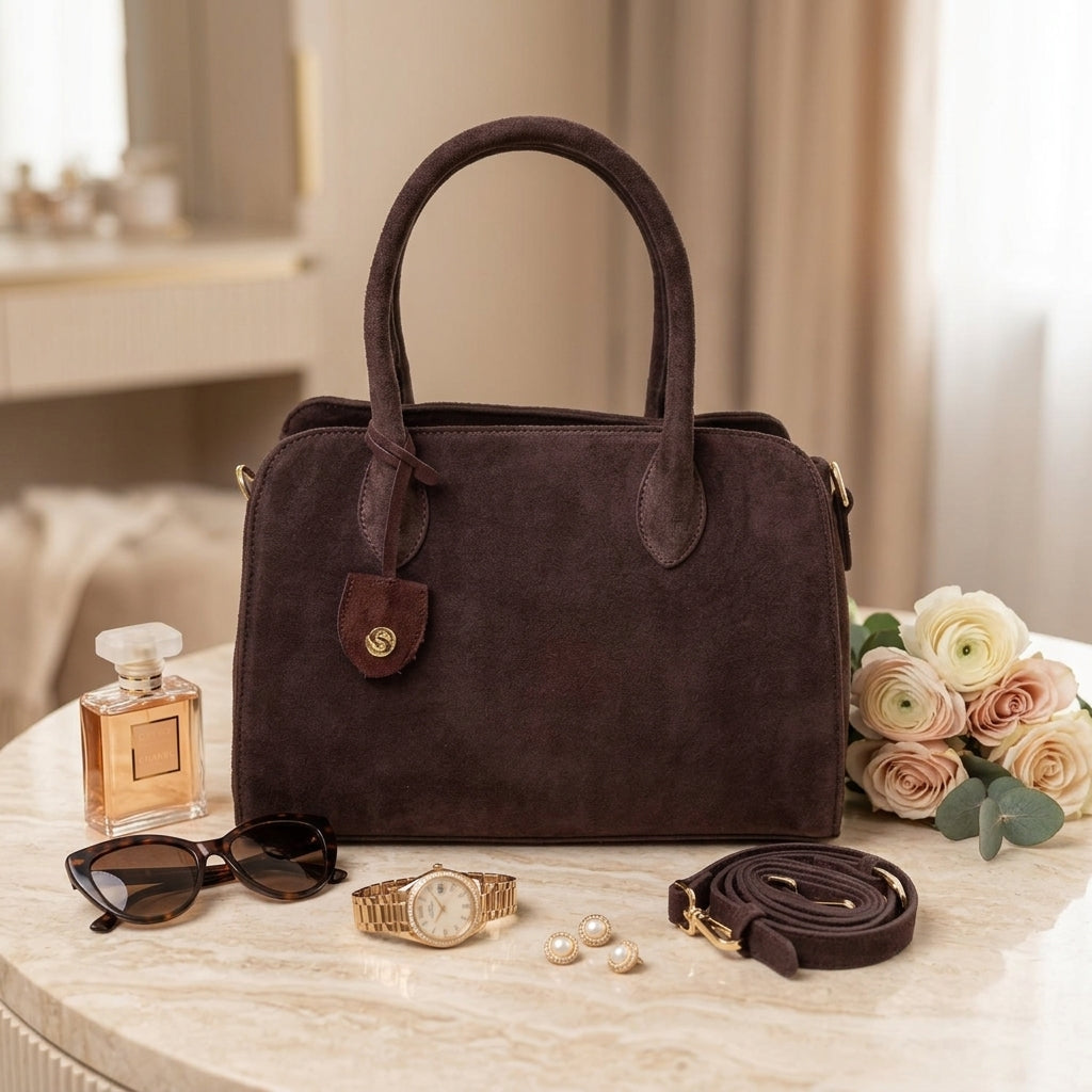 Silver Street London Chocolate Brown Suede Grab Bag
