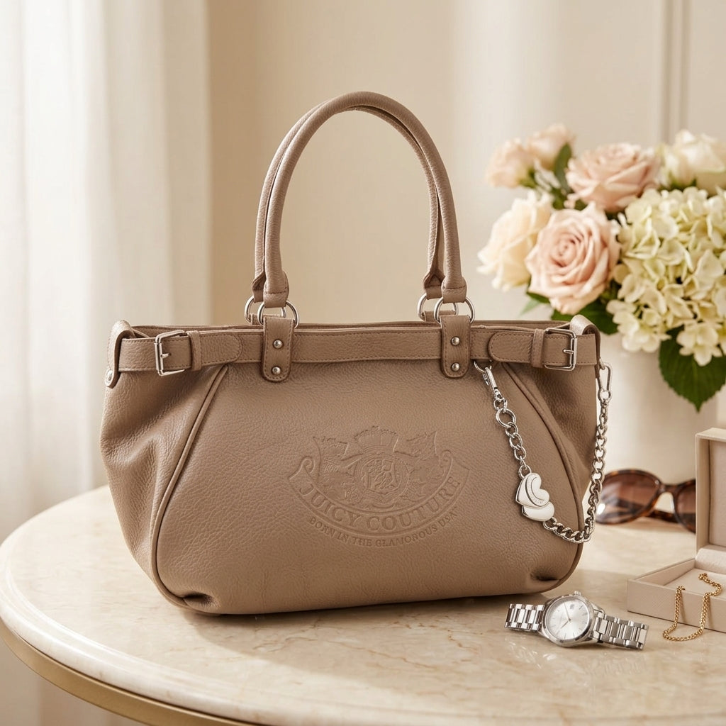 Juicy Couture Beige Brown Twig Tote Bag