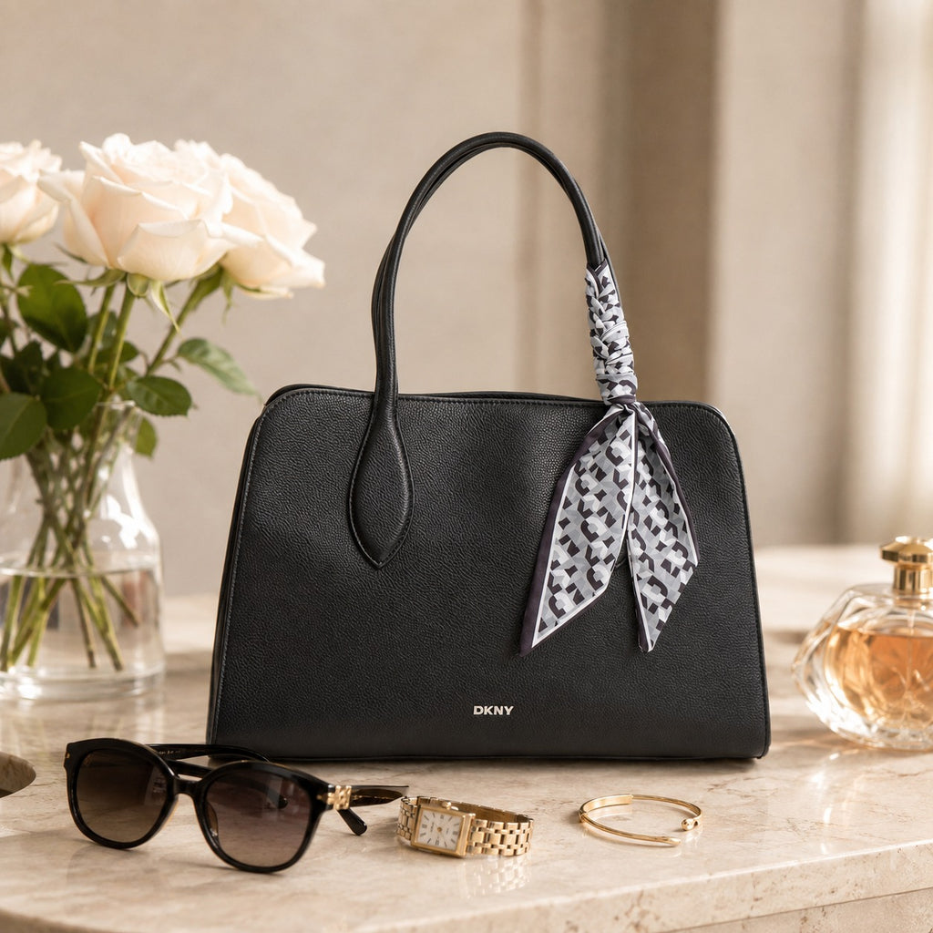 DKNY Black Allison Scarf Detail Handbag