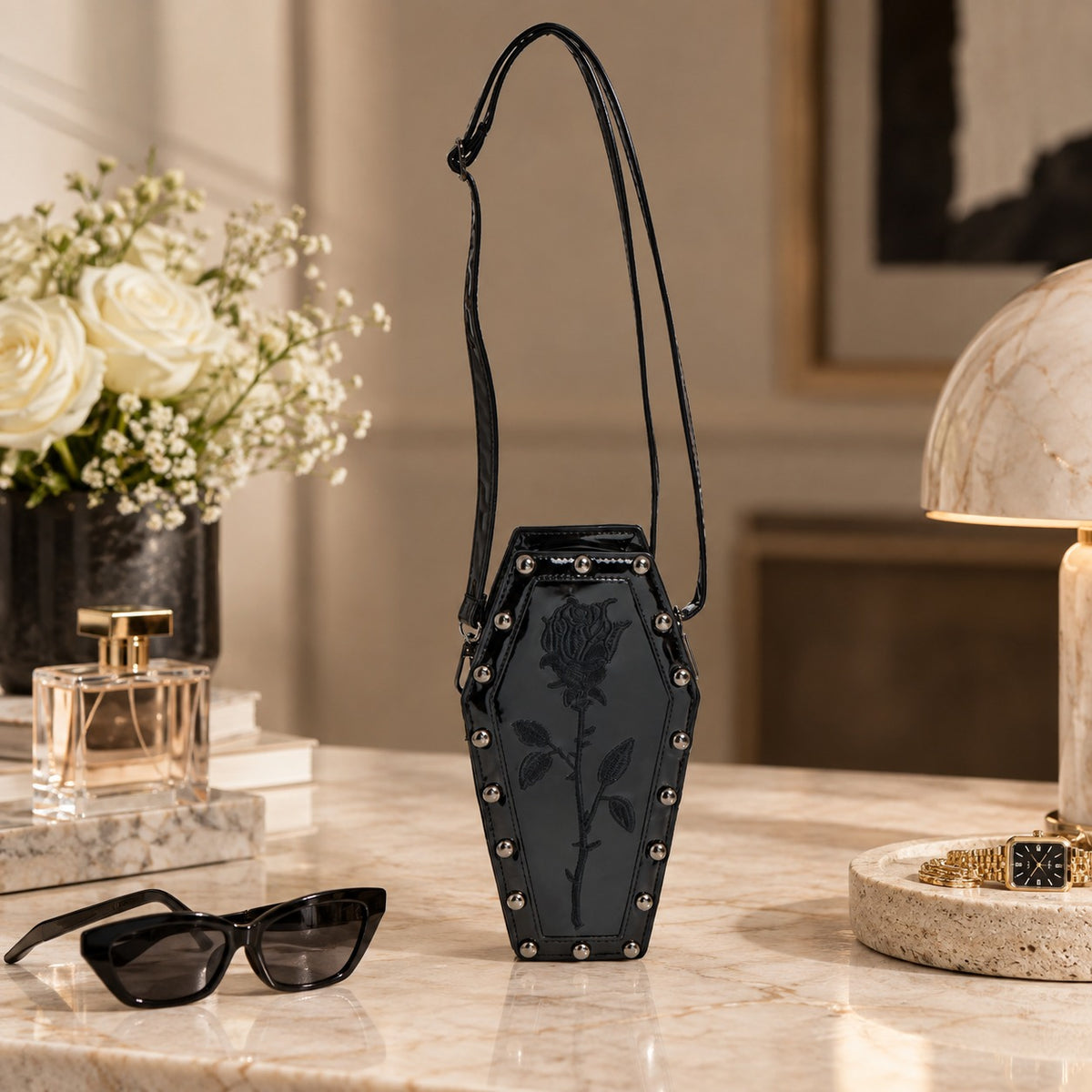Skinnydip Black Coffin Cross Body Bag