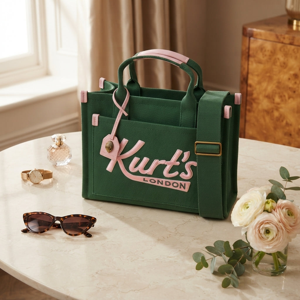Kurt Geiger Green & Pink Tote Bag