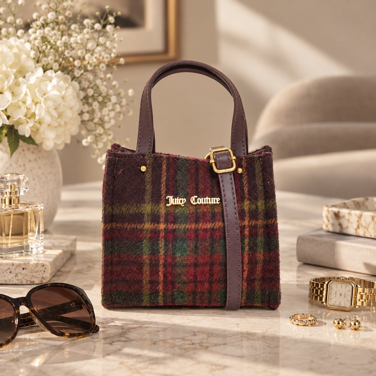 Juicy Couture Winetasting Tartan Grace Mini Shopping Bag
