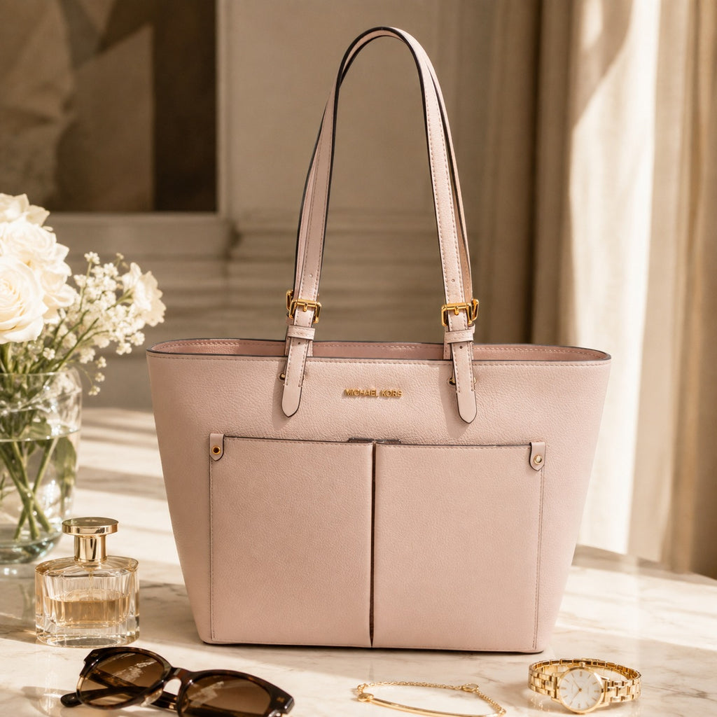 Michael Kors Powder Blush Jet Set Tote Bag, Pebbled Leather