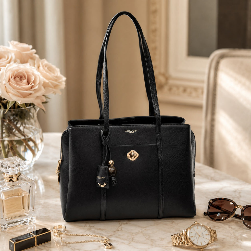 Luella Grey Black Fie Fie Tote Bag