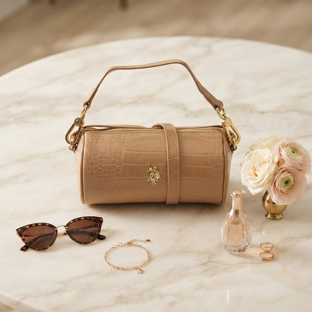 U.S. Polo Assn. Beige Warwickshire Mini Barrel Cross Body Bag