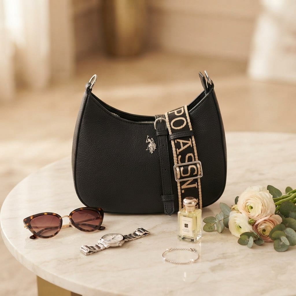 U.S. Polo Assn. Black Mansion Hobo Crossbody Bag
