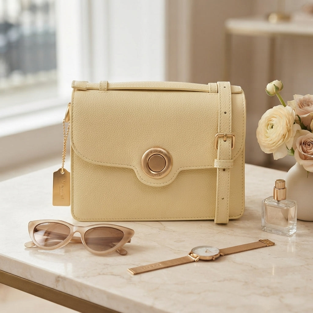 Moncrief Yellow Leather Crossbody Bag