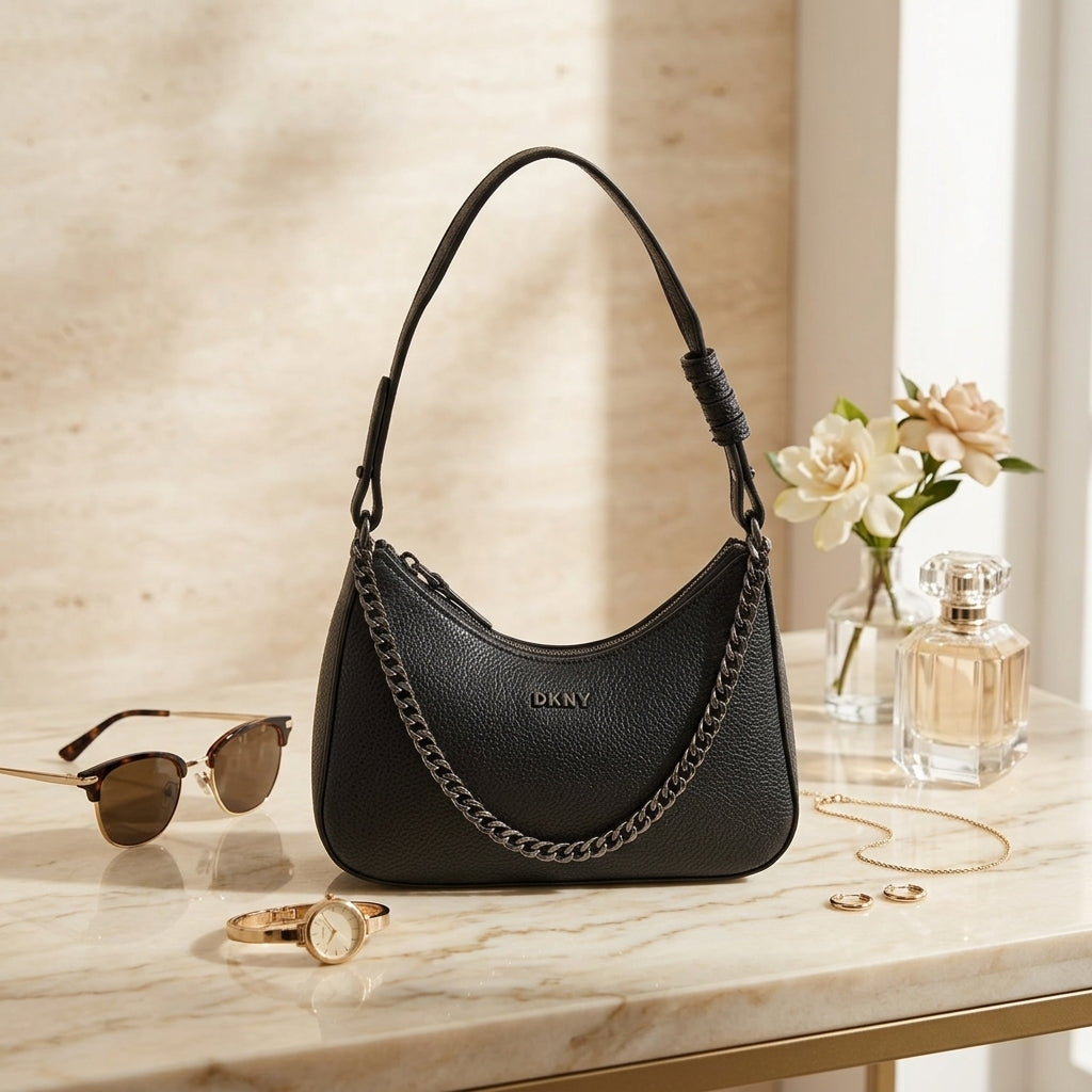 DKNY Black Crescent Shoulder Bag