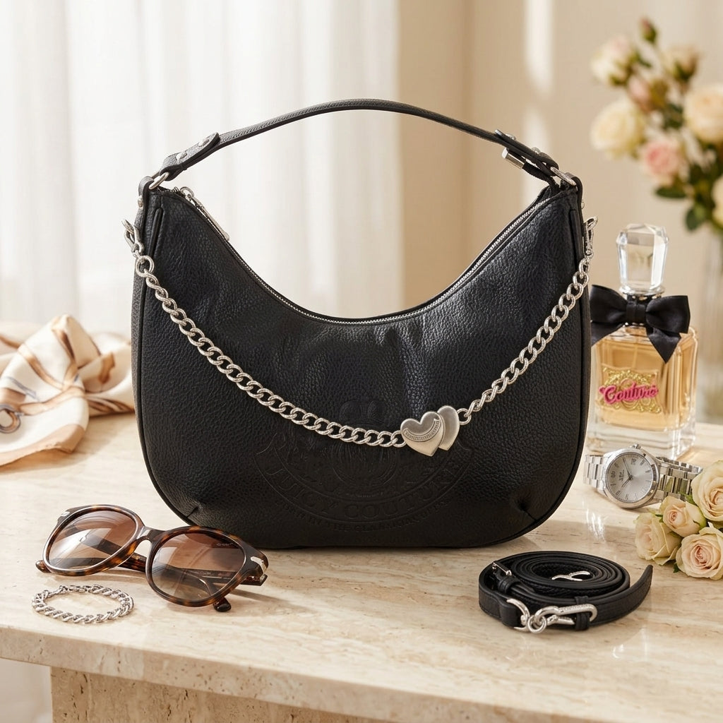 Juicy Couture Black Pebbled Hobo Bag