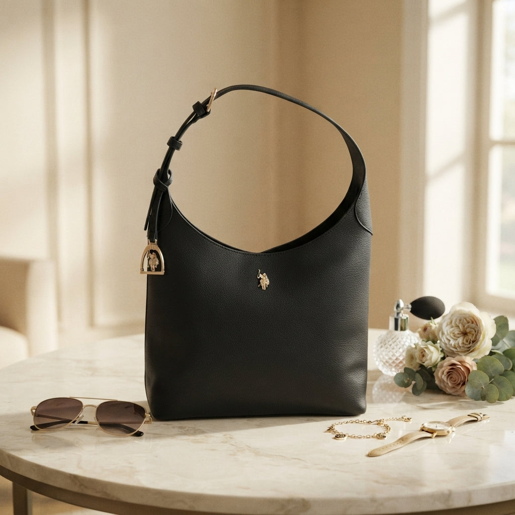 U.S. Polo Assn. Black Jones Hobo Shoulder Bag