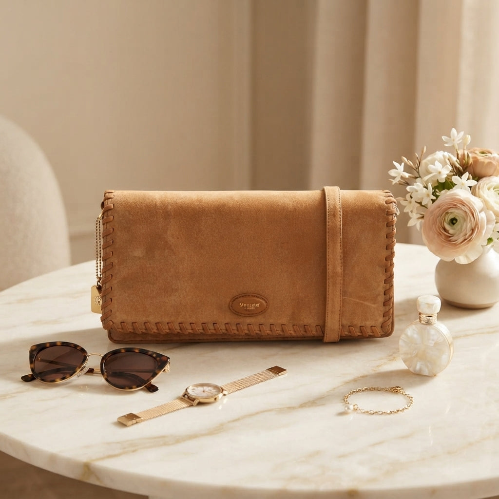 Moncrief Tan Suede Laura Crossbody Bag