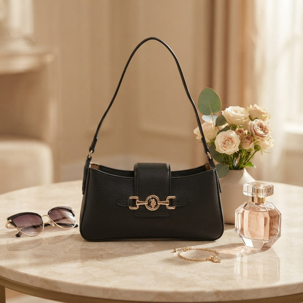 U.S. Polo Assn. Black Ascot Shoulder Bag