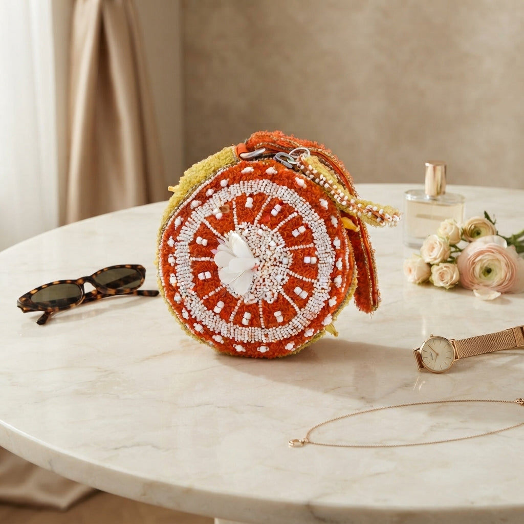 Mirasol Orange Beaded Grab Bag