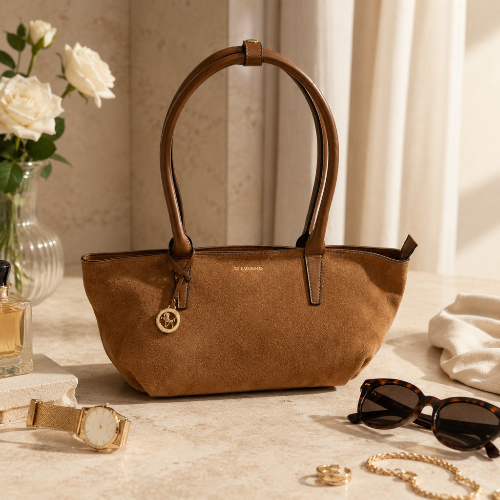 Silviano Brown Suede Shoulder Bag