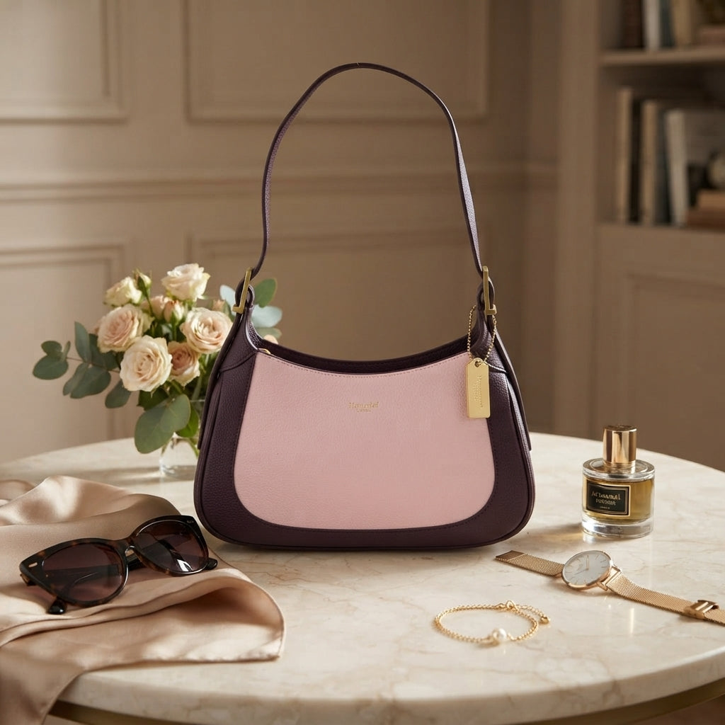 Moncrief Pink Pink & Plum Leather Sarah Shoulder Bag