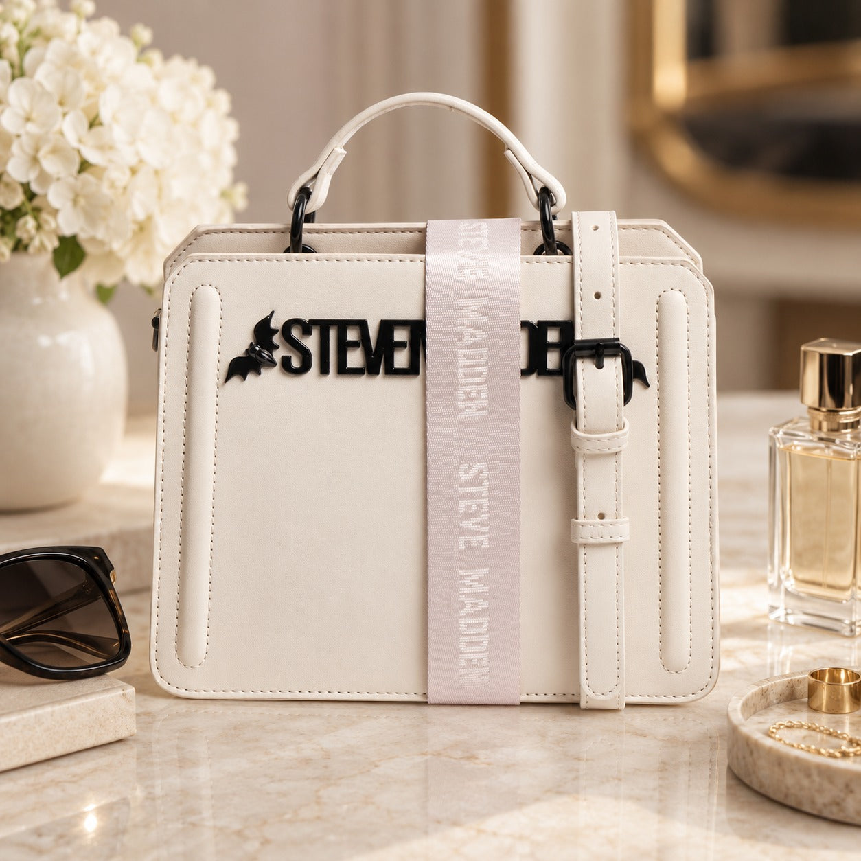 Steve Madden Chalk Emblem Logo Cross Body Bag