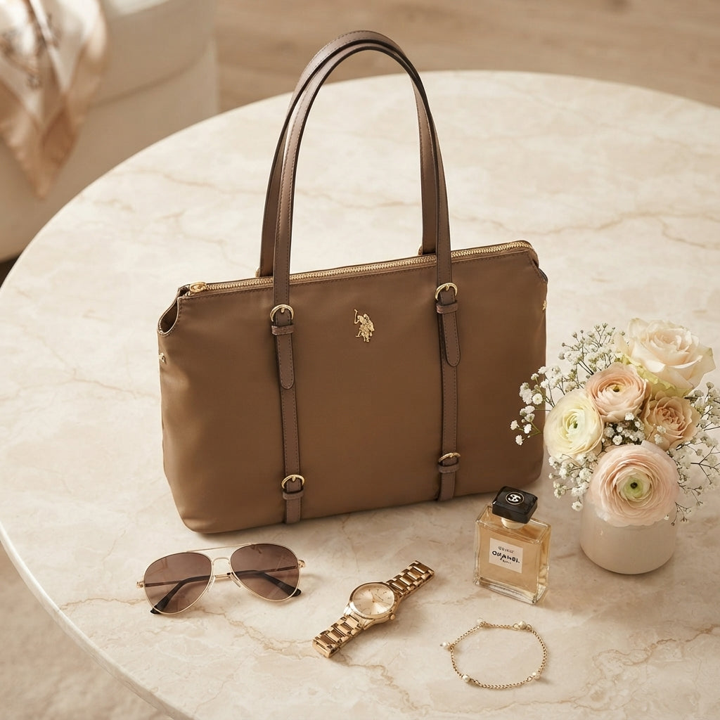 U.S. Polo Assn. Brown Tote Bag