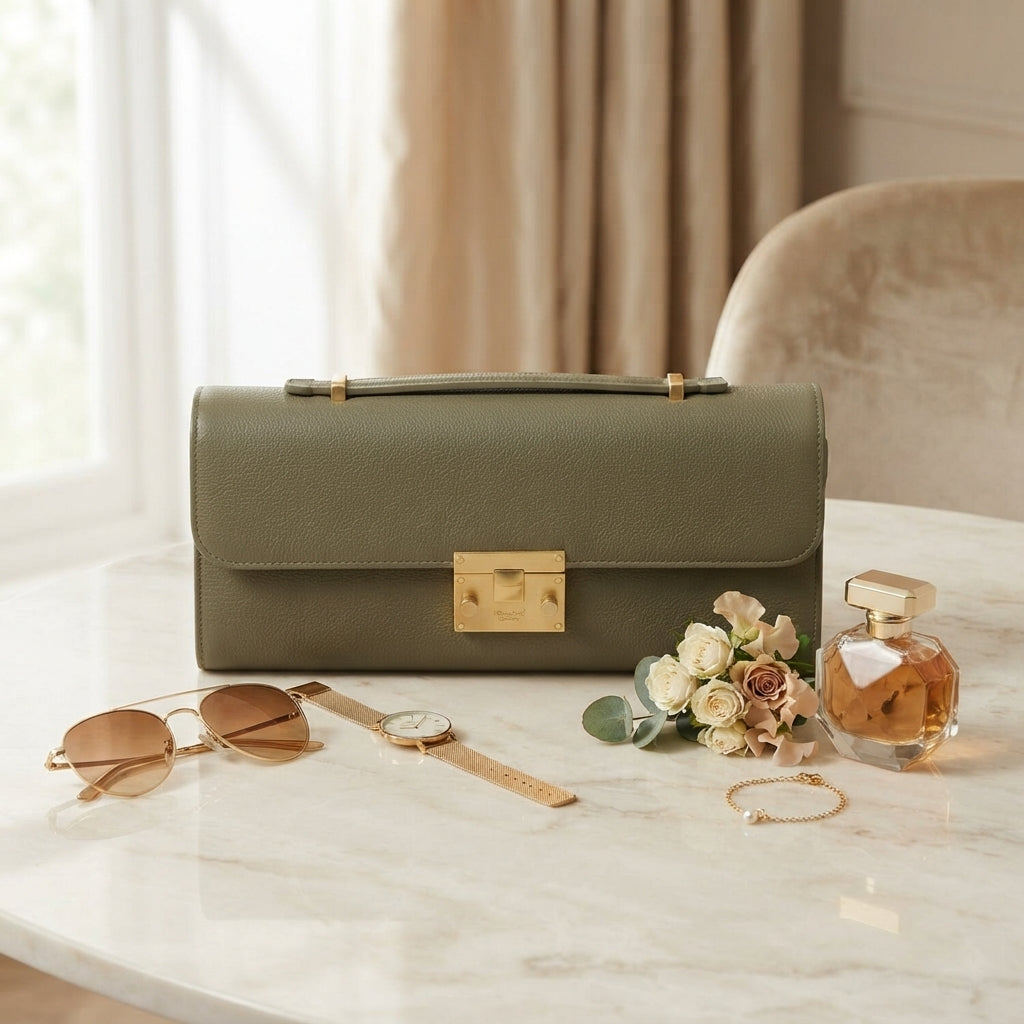 Moncrief Green Daisy Clutch Bag