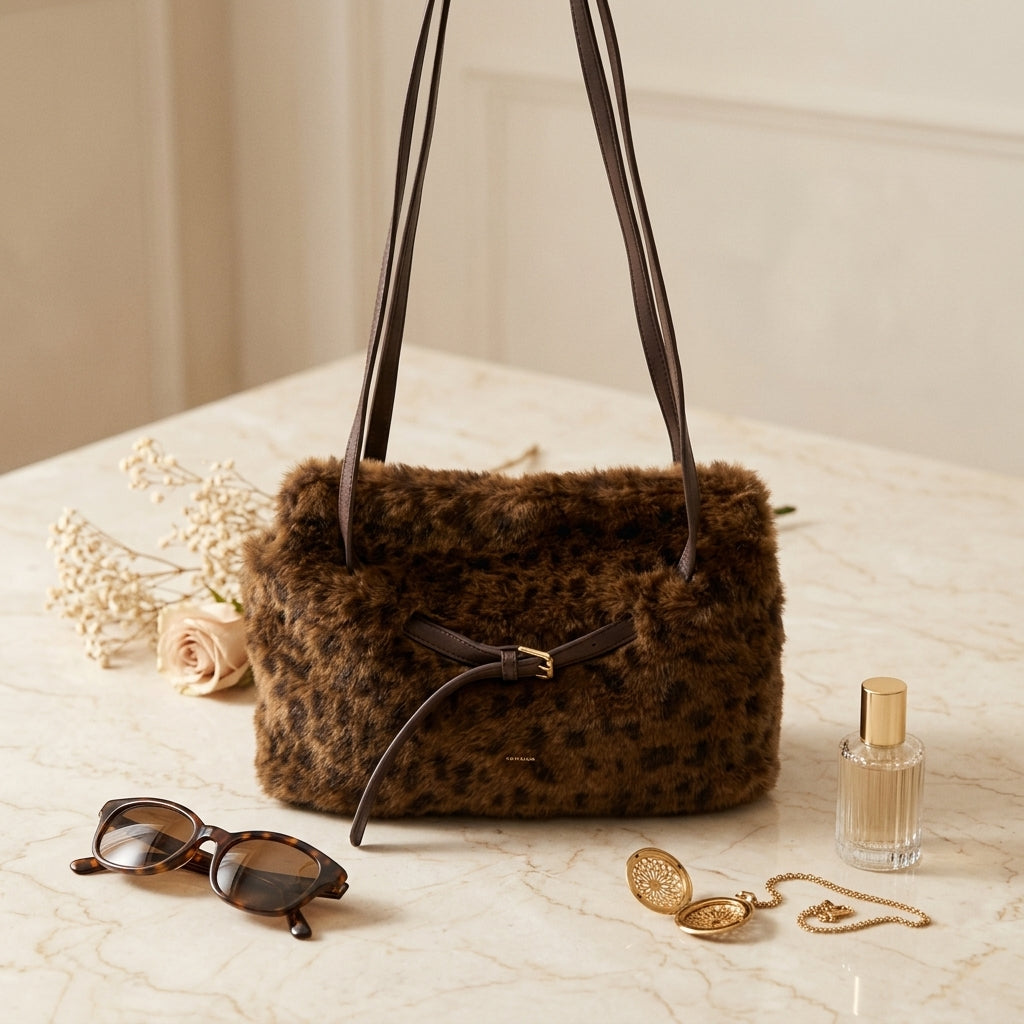 Bessie London Brown Leopard Shoulder Bag