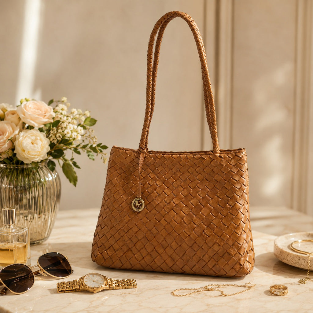 Silviano Brown Woven Shoulder Bag