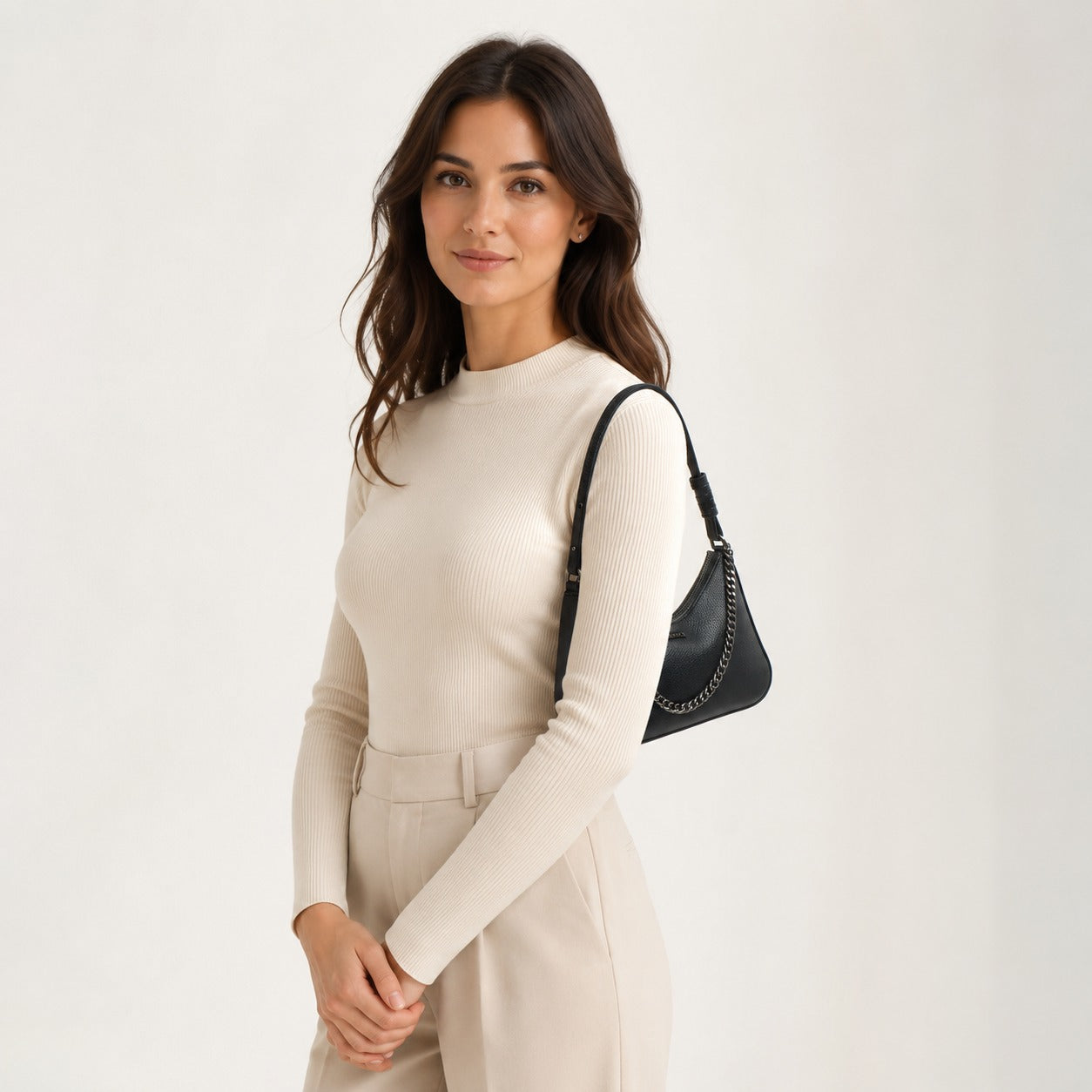 DKNY Black Crescent Shoulder Bag