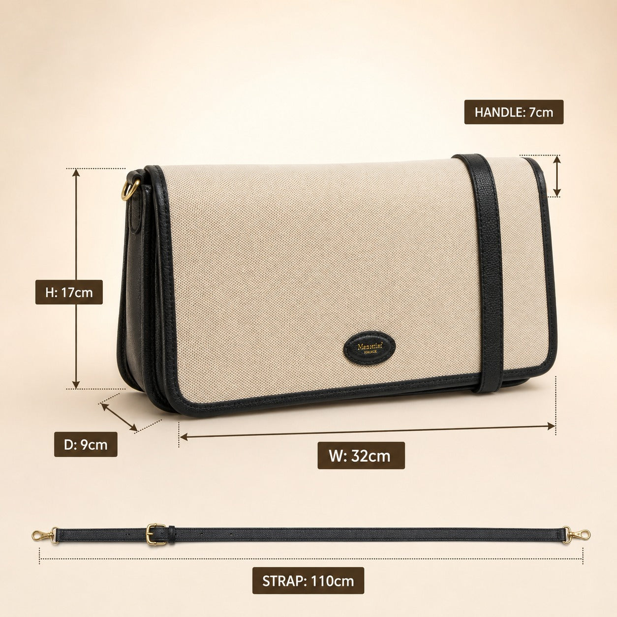 Moncrief Black Canvas Laura Shoulder Bag