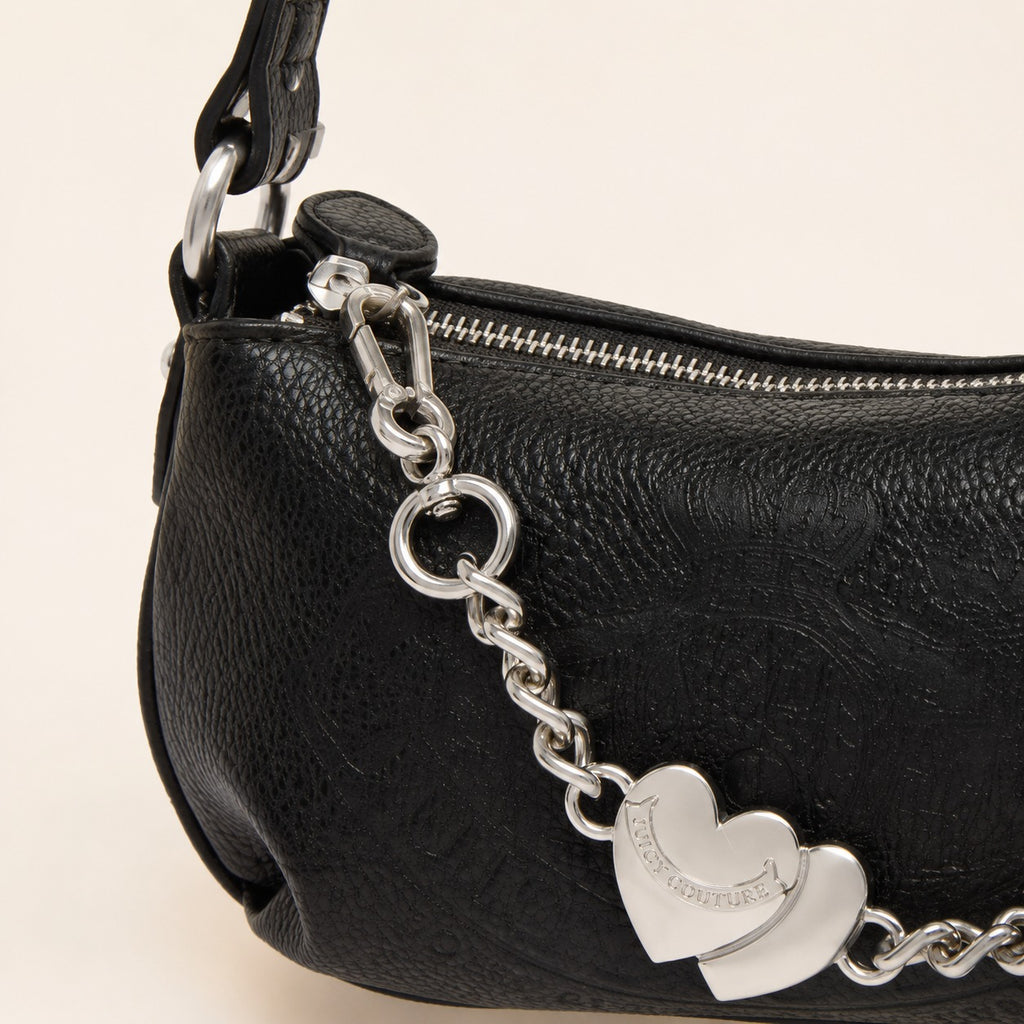 Juicy Couture Black Crest Logo Baguette Bag